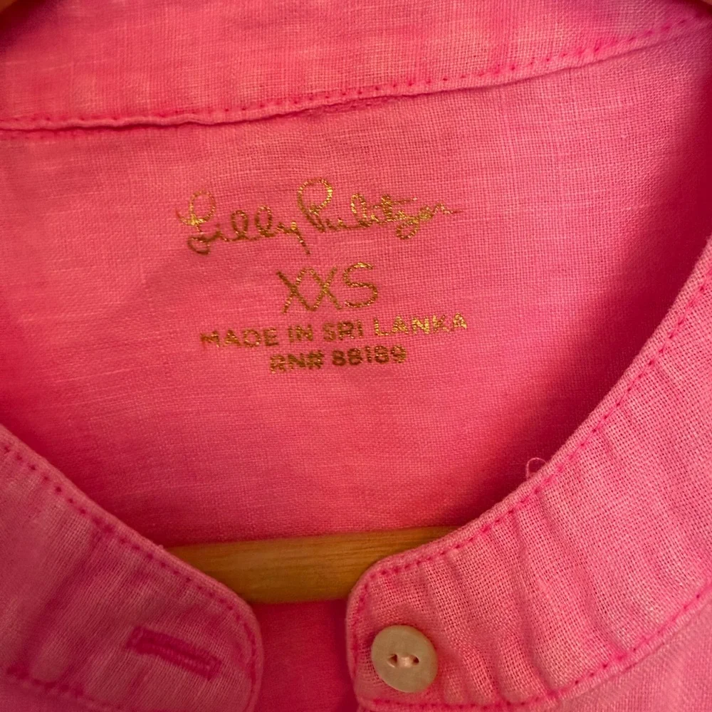 Lilly Pulitzer Pink Flutter Sleeve Linen Blouse - Picture 2 of 2